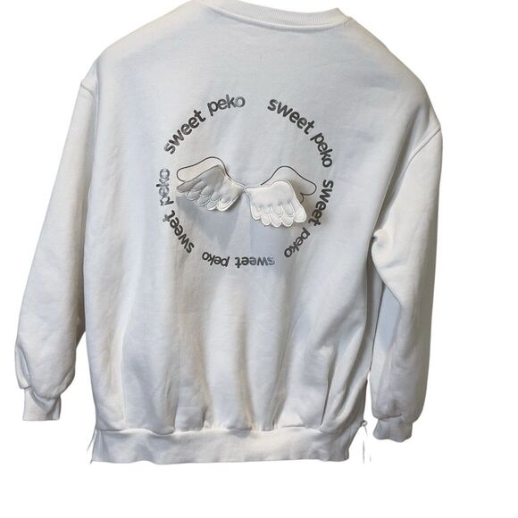 Peko 3D Sweatshirt White/Silver Angel Wings Sweet Peko Size S (See Measurements) - Picture 2 of 13